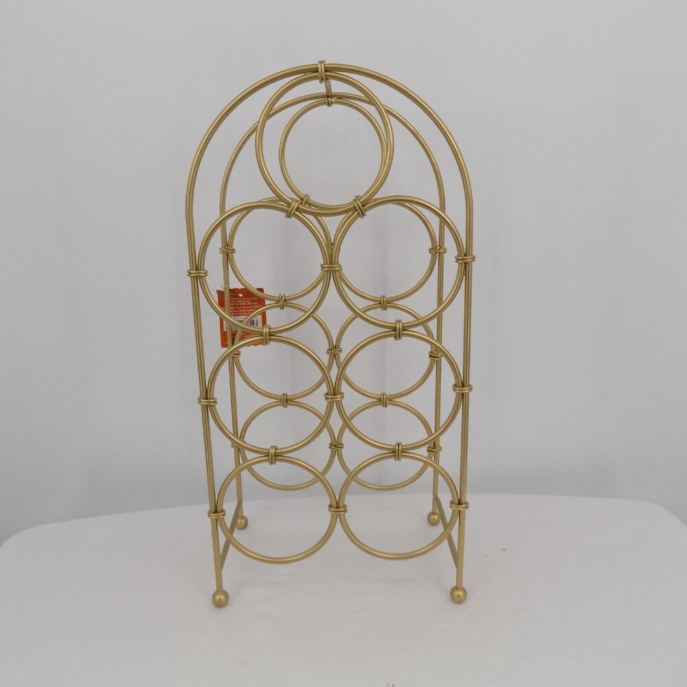 Ashland Fall Blush Romance Wine Holder 7 Bottle Gold Tone 18" x 8.5" x 5.5" New - Picture 3 of 6